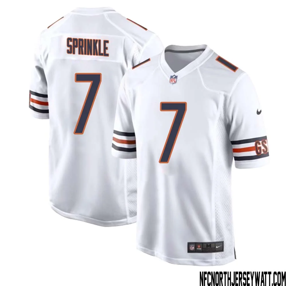 Ed Sprinkle No 7 Men White Chicago Bears Away Game Jersey