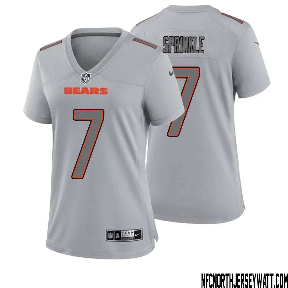 Ed Sprinkle No 7 Women Gray Chicago Bears Atmosphere Fashion Game Jersey 1