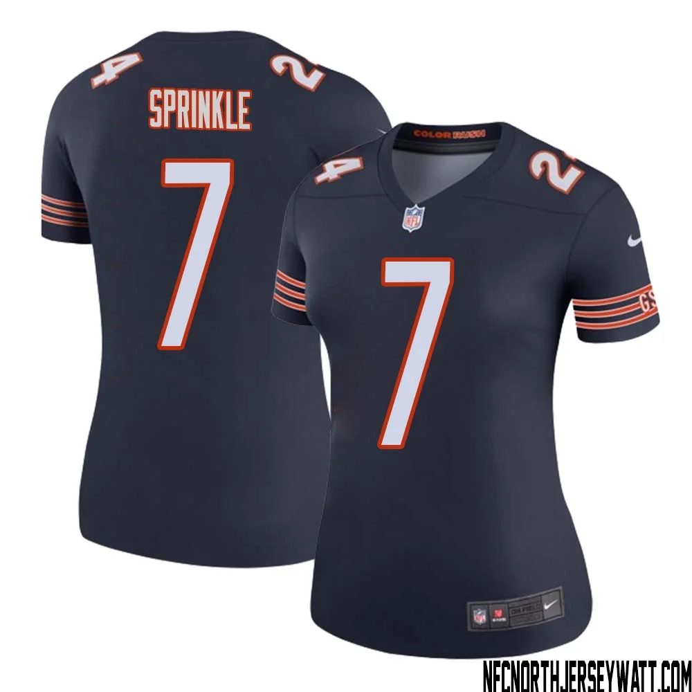 Ed Sprinkle No 7 Women Navy Chicago Bears Color Rush Legend Jersey