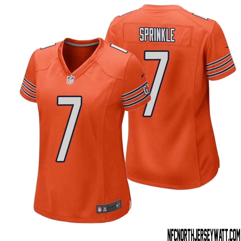 Ed Sprinkle No 7 Women Orange Chicago Bears Alternate Game Player Jersey 1