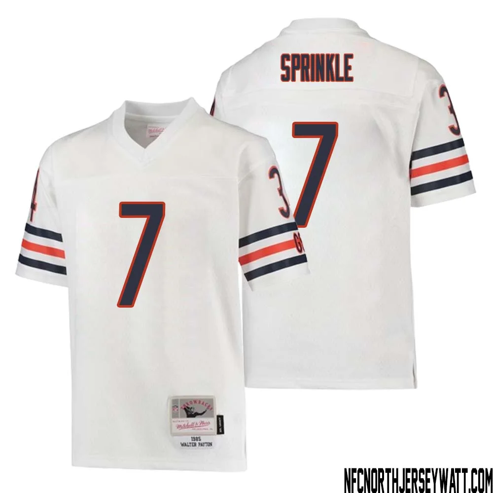 Ed Sprinkle No 7 Youth Mitchell Ness White Chicago Bears 1985 Retired Player Legacy Jersey 1