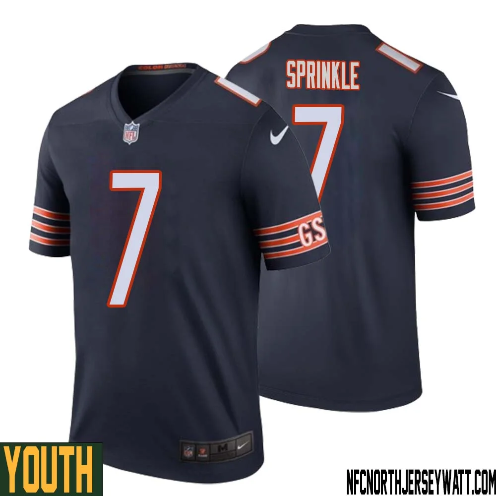 Ed Sprinkle No 7 Youth Navy Chicago Bears Color Rush Legend Jersey 1