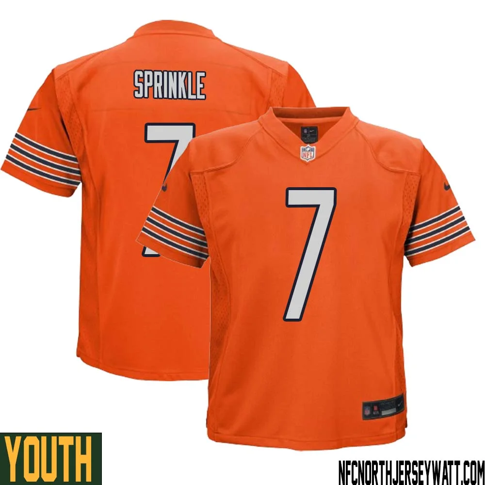 Ed Sprinkle No 7 Youth Orange Chicago Bears Alternate Game Player Jersey