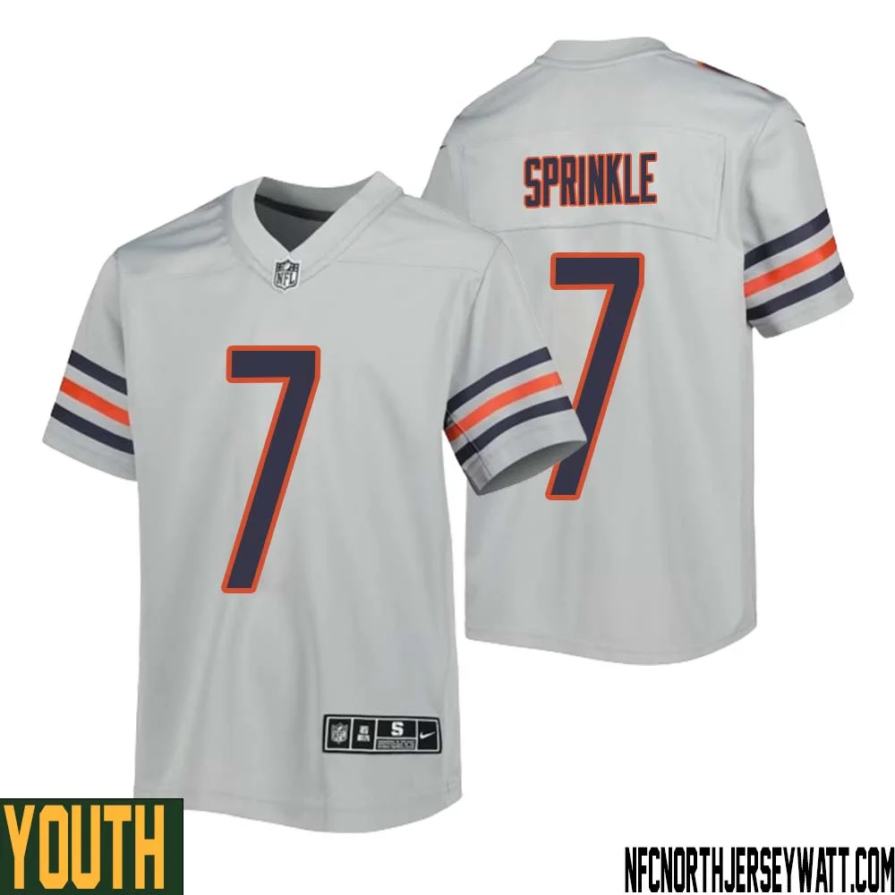 Ed Sprinkle No 7 Youth Silver Chicago Bears Inverted Legend Jersey