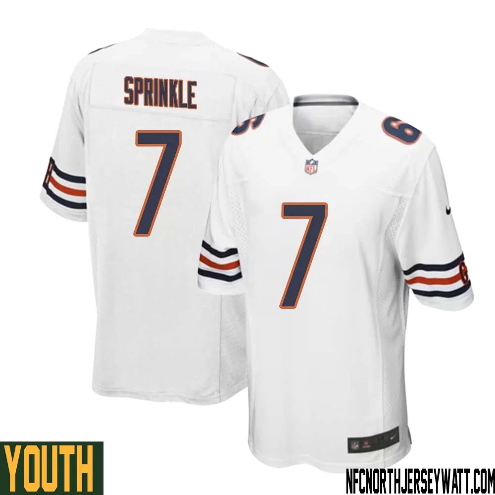 Ed Sprinkle No 7 Youth White Chicago Bears Away Game Jersey