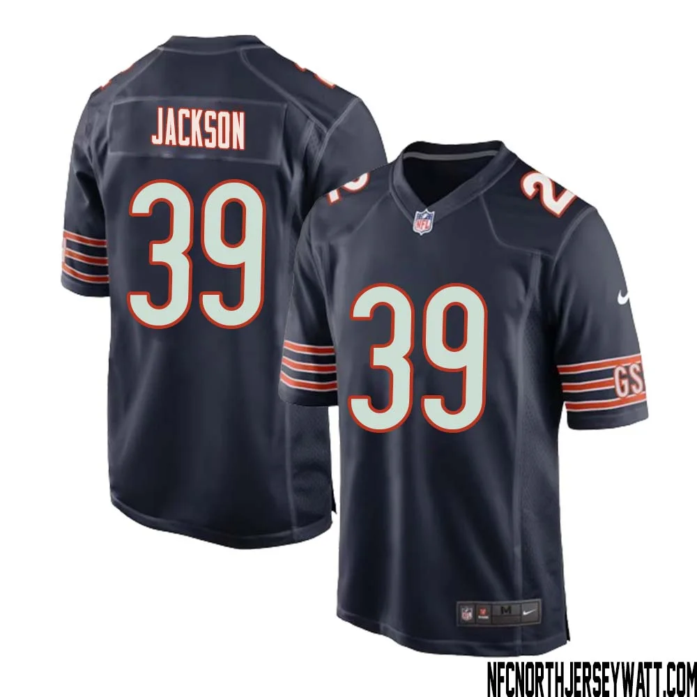Eddie Jackson No 39 Chicago Bears Home Game Navy Jersey for Men
