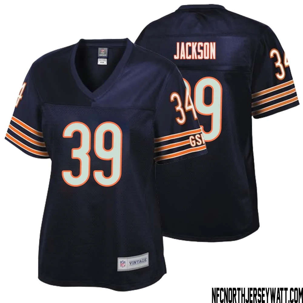 Eddie Jackson No 39 Women NFL Pro Line Navy Chicago Bears Retired Player Replica Jersey 1