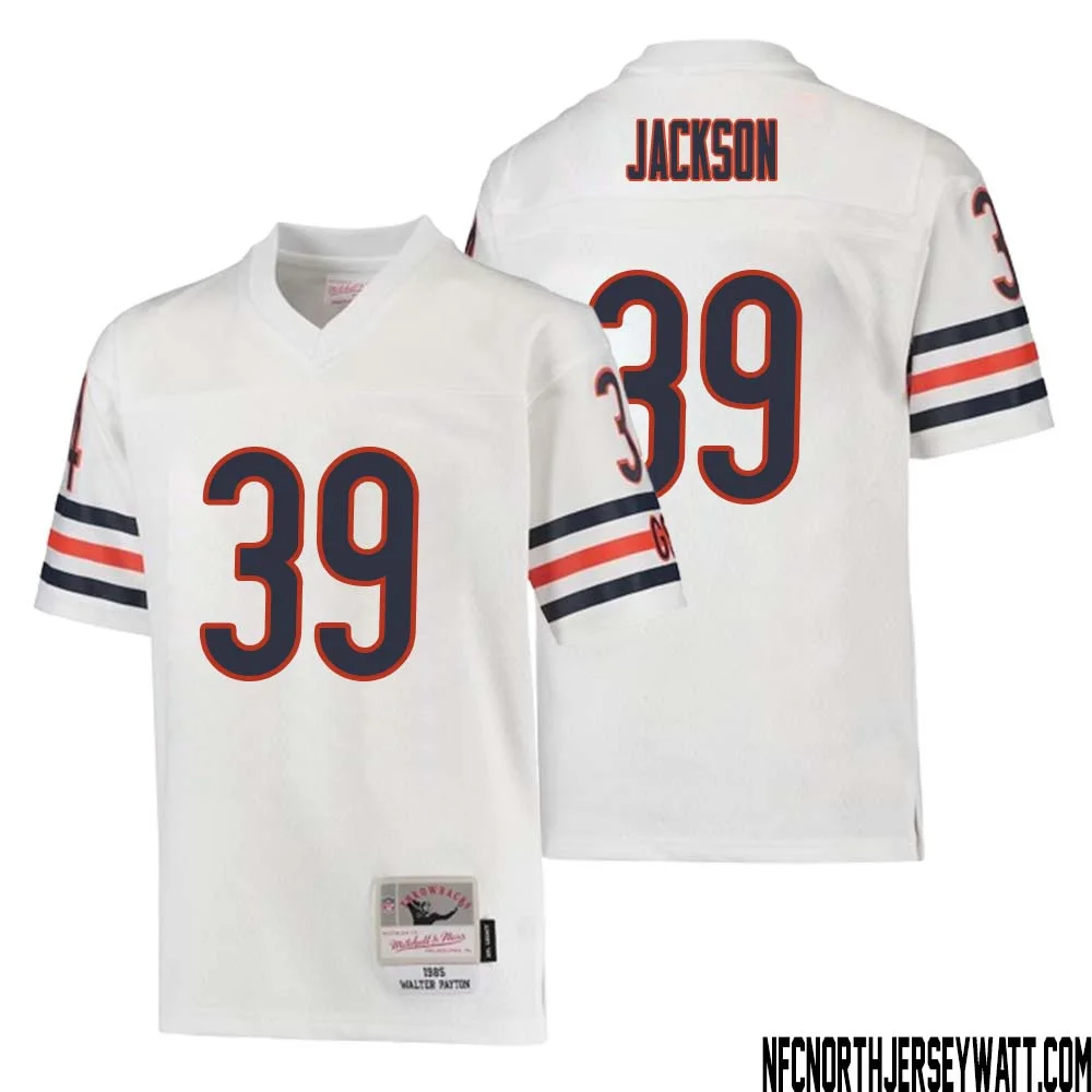 Eddie Jackson No 39 Youth Mitchell Ness White Chicago Bears 1985 Retired Player Legacy Jersey