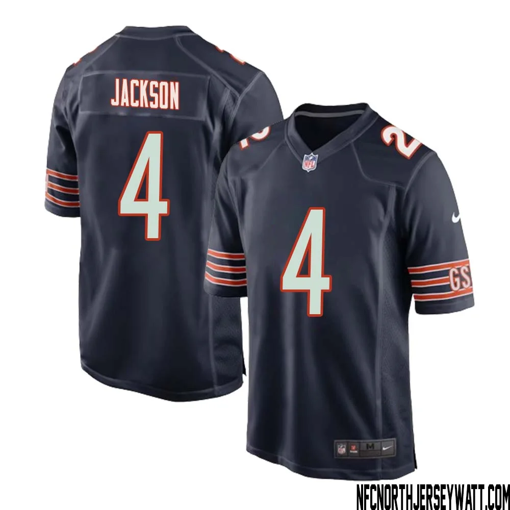 Eddie Jackson No 4 Chicago Bears Home Game Navy Jersey for Men
