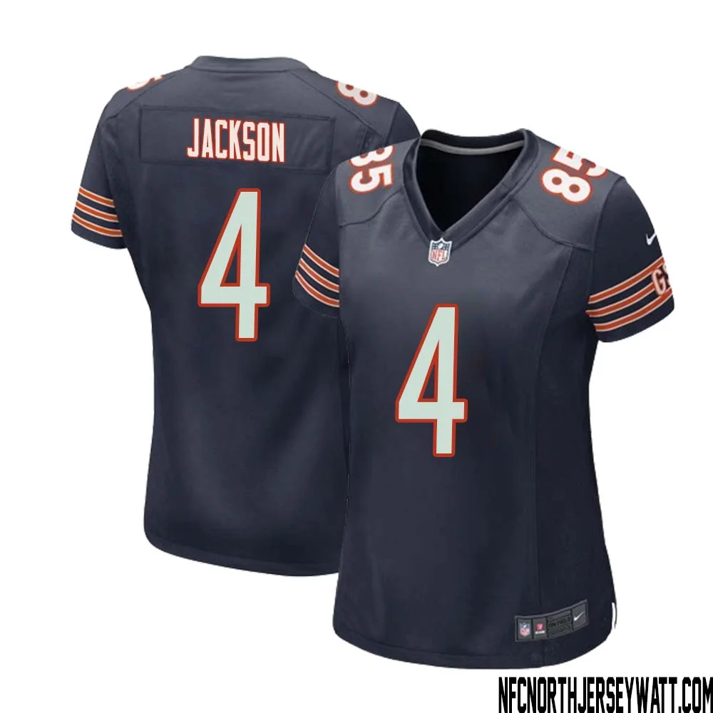 Eddie Jackson No 4 Chicago Bears Home Game Navy Jersey for Women