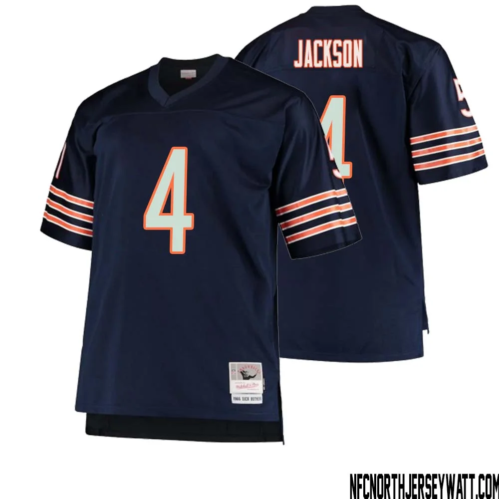 Eddie Jackson No 4 Men Mitchell Ness Navy Chicago Bears Big Tall 1966 Retired Player Replica Jersey