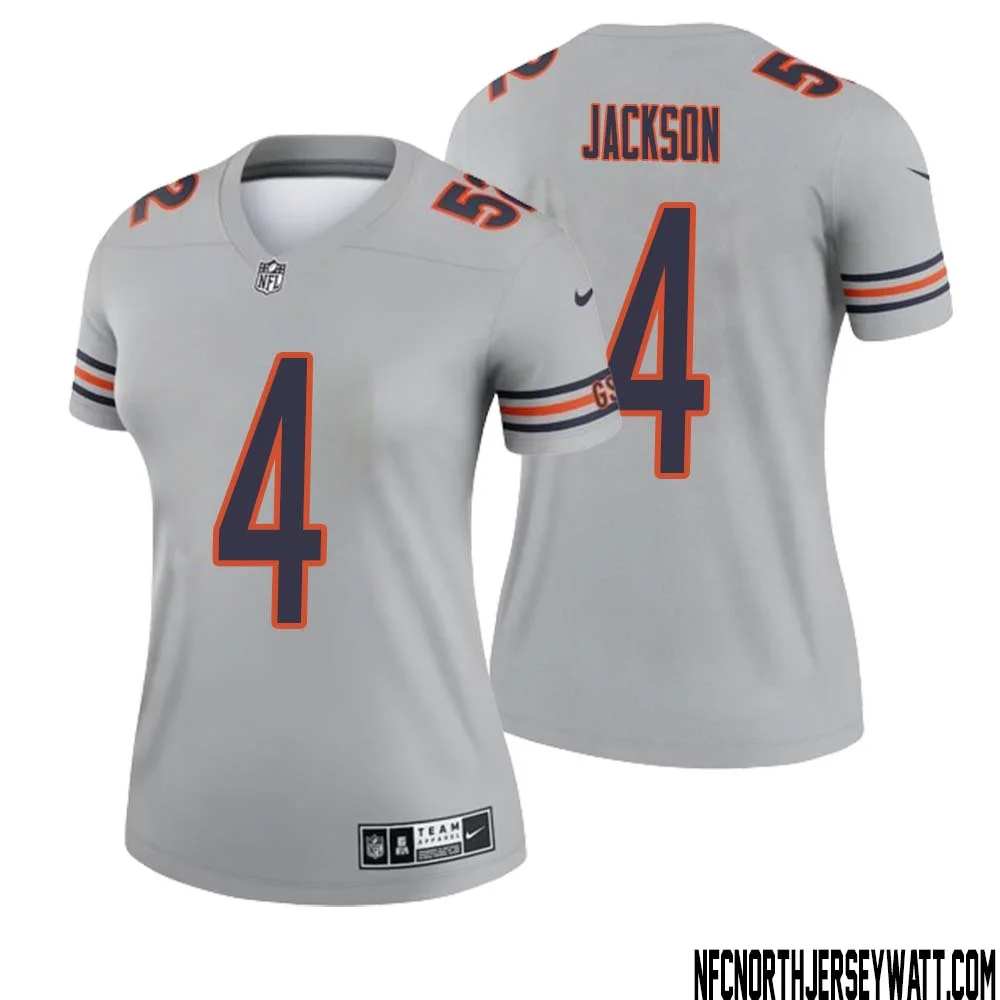 Eddie Jackson No 4 Women Silver Chicago Bears Inverted Legend Jersey 1