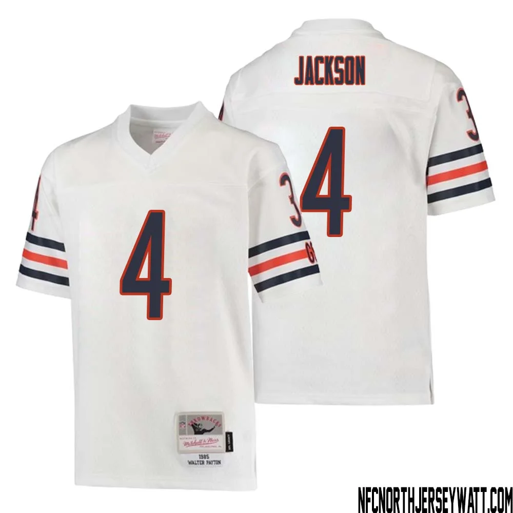 Eddie Jackson No 4 Youth Mitchell Ness White Chicago Bears 1985 Retired Player Legacy Jersey