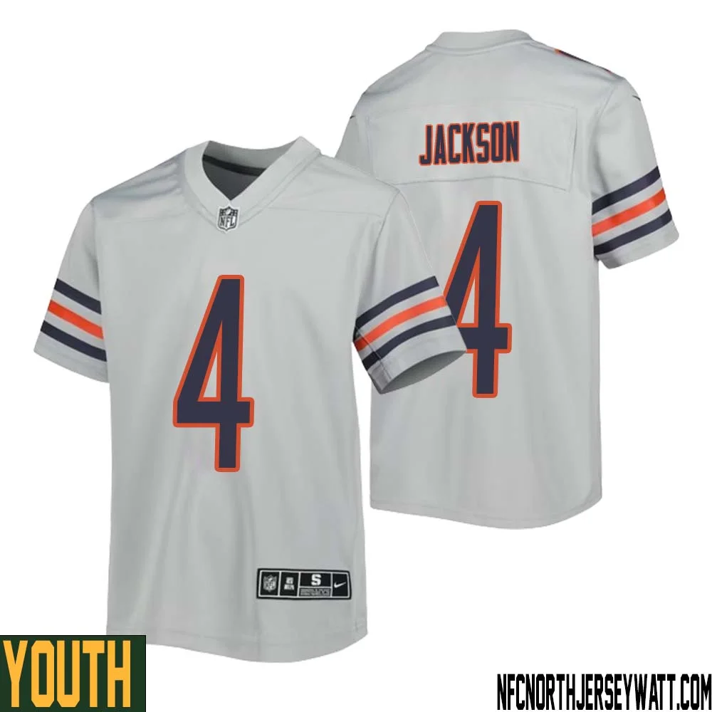 Eddie Jackson No 4 Youth Silver Chicago Bears Inverted Legend Jersey 1