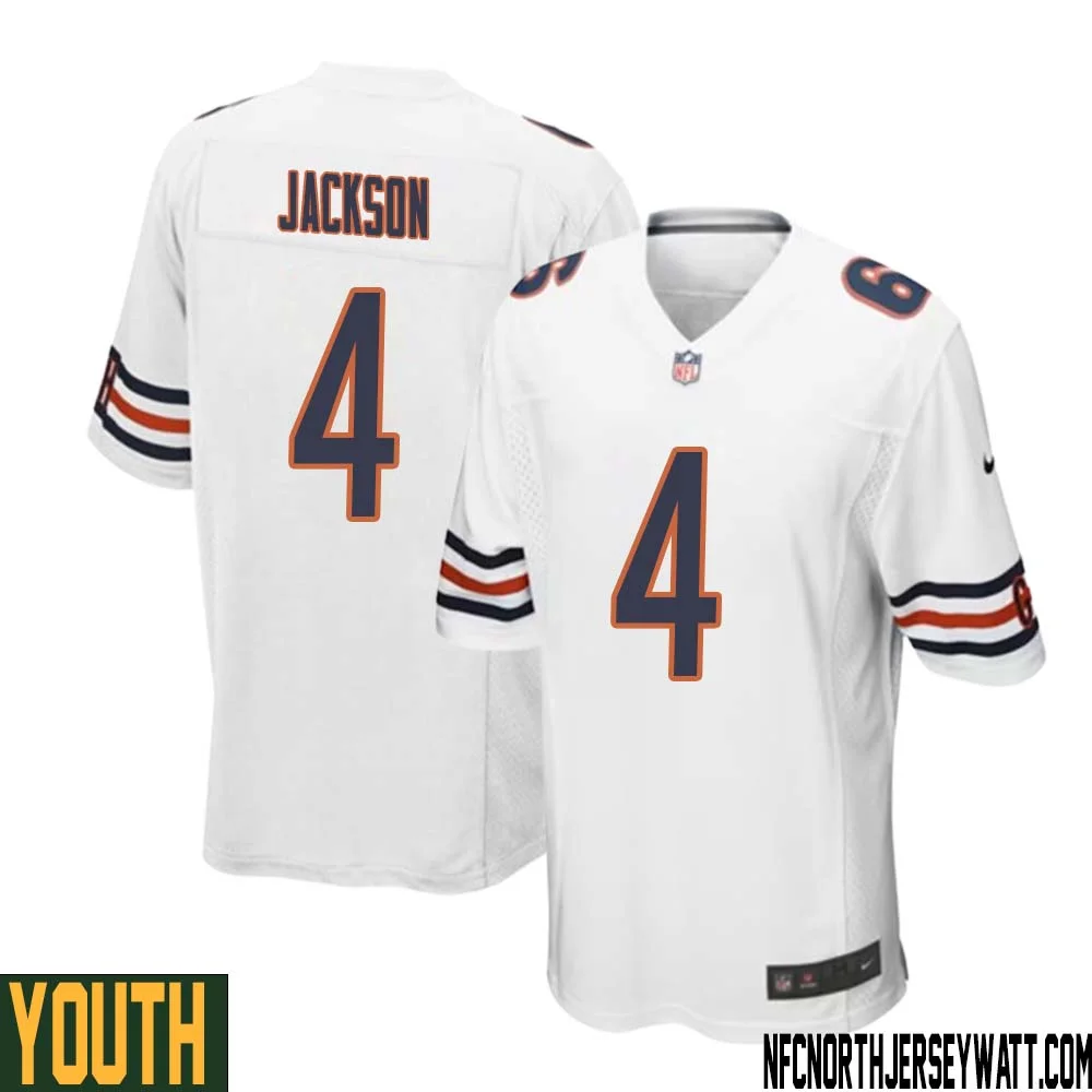 Eddie Jackson No 4 Youth White Chicago Bears Away Game Jersey 1