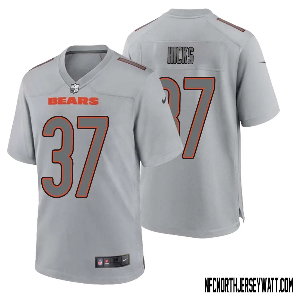 Elijah Hicks No 37 Men Gray Chicago Bears Atmosphere Fashion Game Jersey