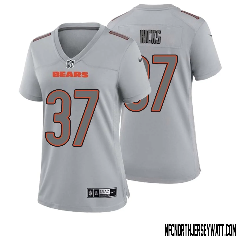 Elijah Hicks No 37 Women Gray Chicago Bears Atmosphere Fashion Game Jersey 1