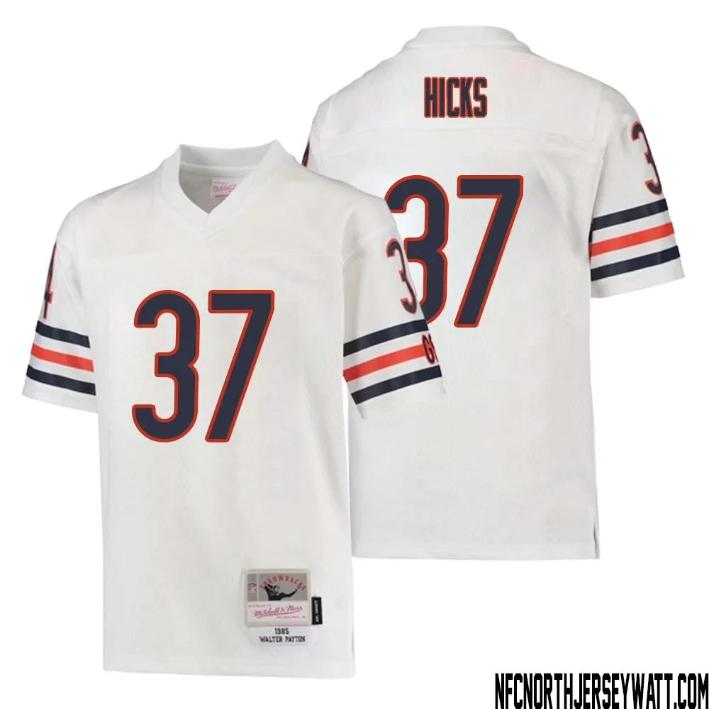 Elijah Hicks No 37 Youth Mitchell Ness White Chicago Bears 1985 Retired Player Legacy Jersey