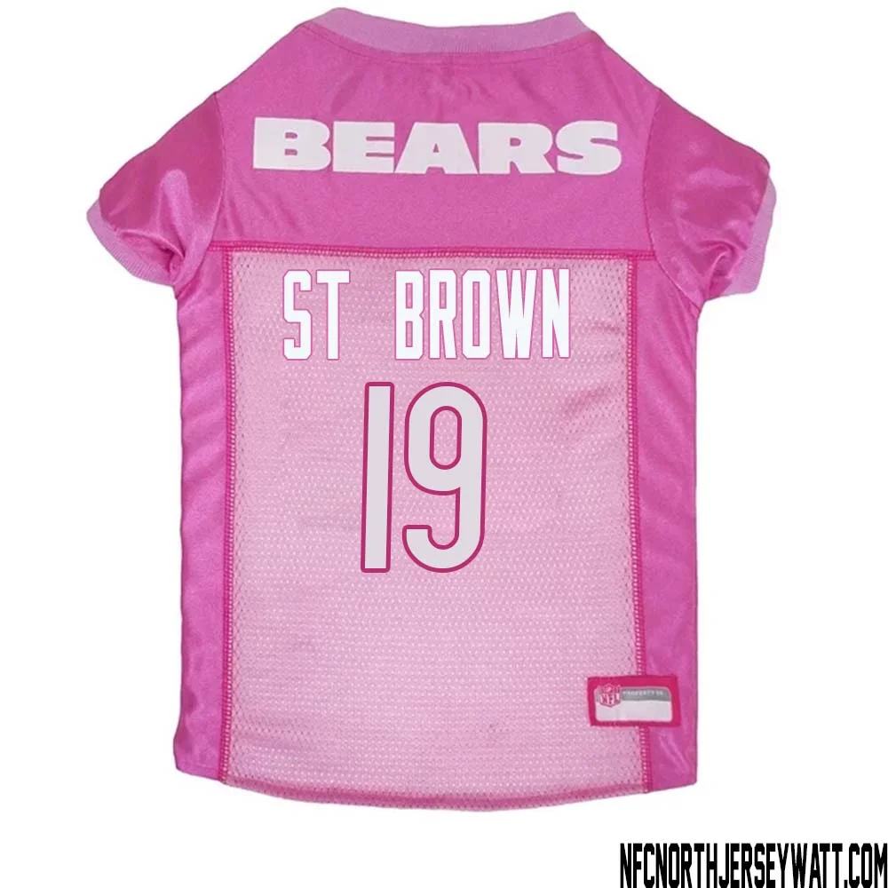 Equanimeous St. Brown No 19 Chicago Bears Dog Jersey Pink 1