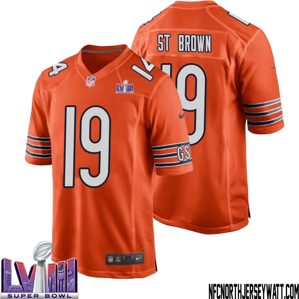 Equanimeous St. Brown No 19 Chicago Bears Super Bowl LVIII Alternate Game Jersey Orange for Men