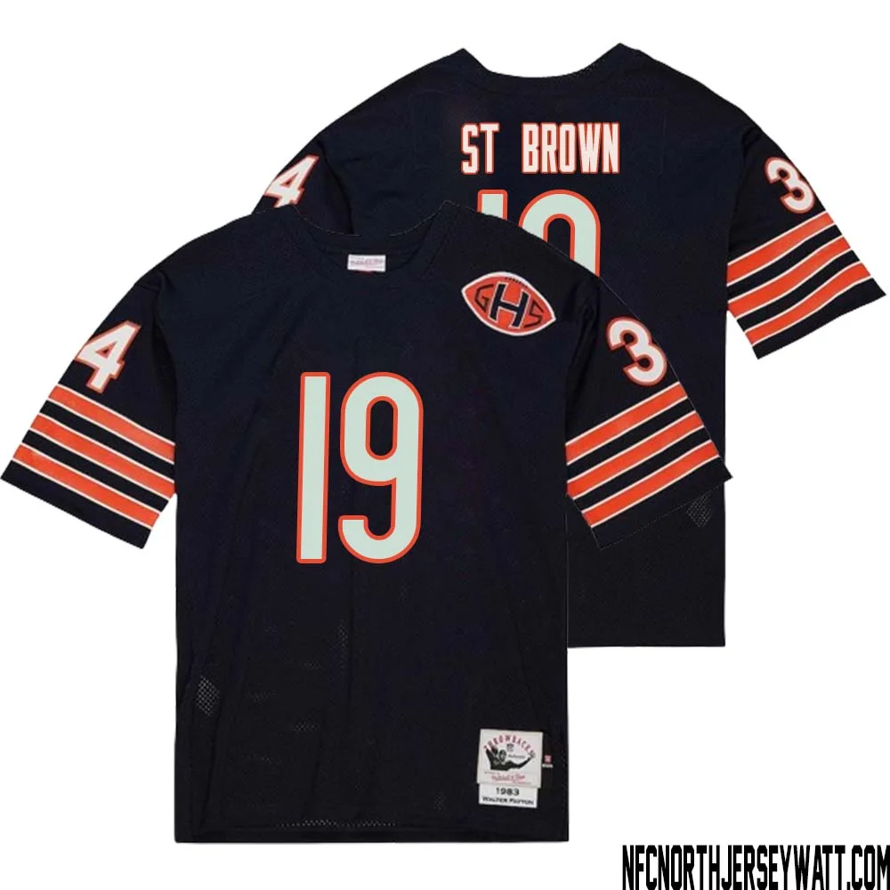 Equanimeous St. Brown No 19 Men Mitchell Ness Navy Chicago Bears 2004 Authentic Throwback Retired Player Jersey