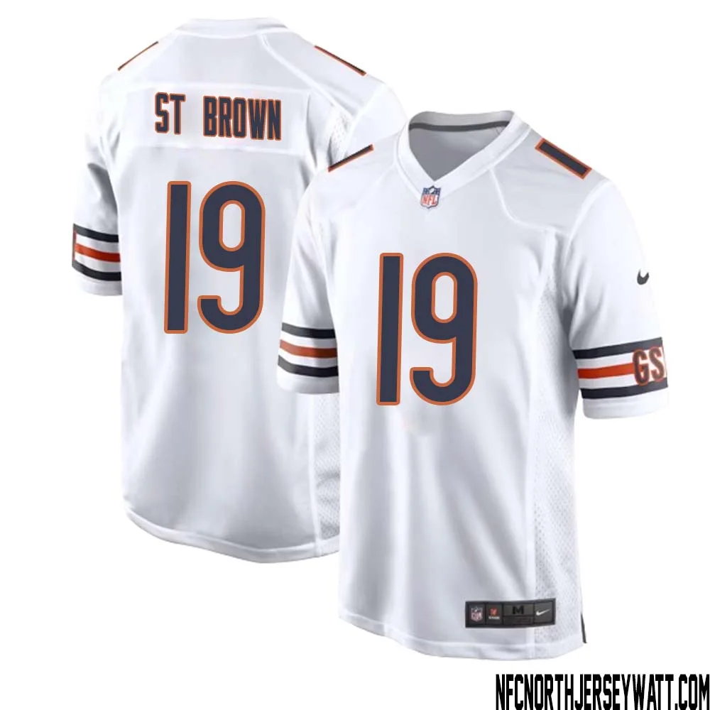 Equanimeous St. Brown No 19 Men White Chicago Bears Away Game Jersey
