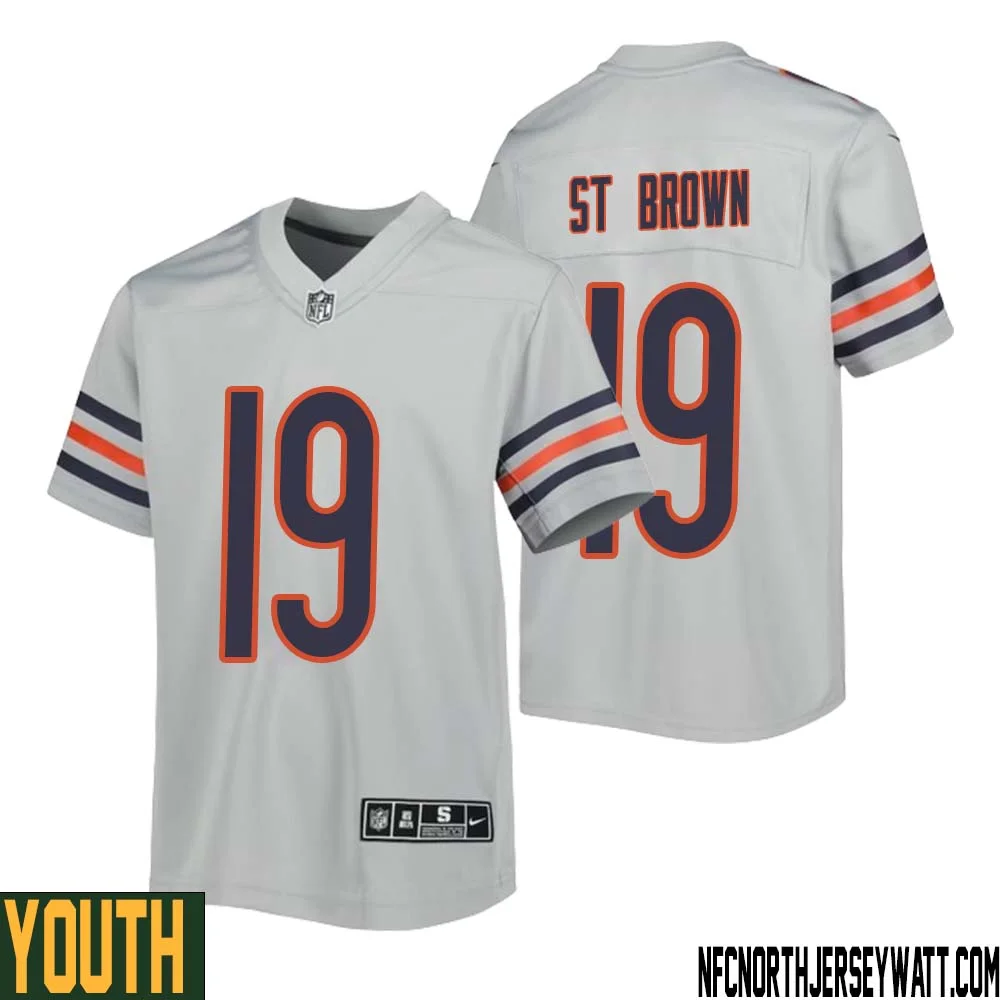 Equanimeous St. Brown No 19 Youth Silver Chicago Bears Inverted Legend Jersey