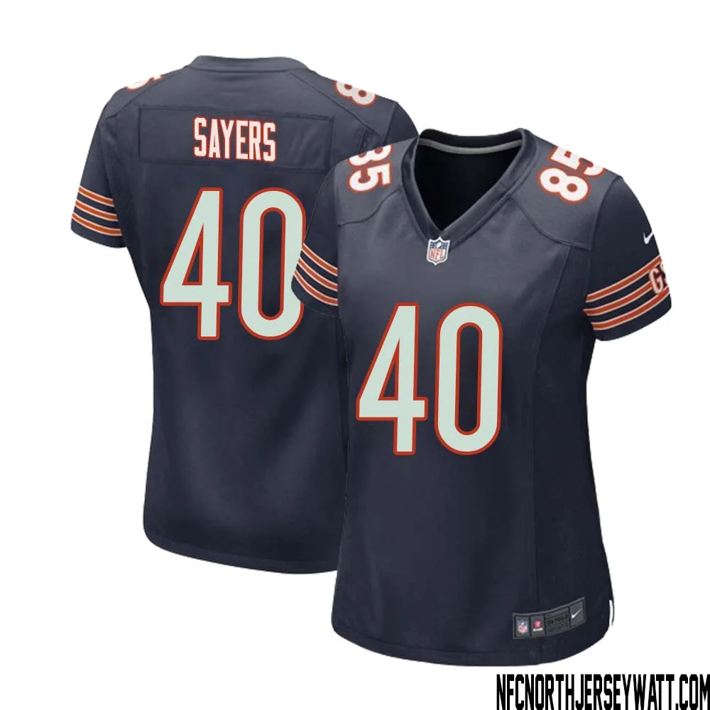 Gale Sayers No 40 Chicago Bears Home Game Navy Jersey for Women