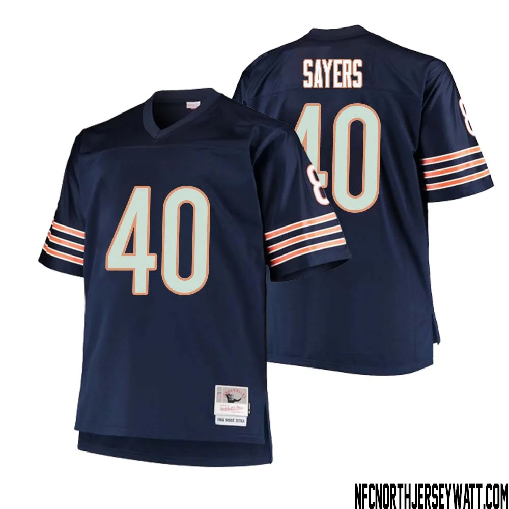 Gale Sayers No 40 Men Mitchell Ness Navy Chicago Bears Big Tall 1985 Retired Player Replica Jersey