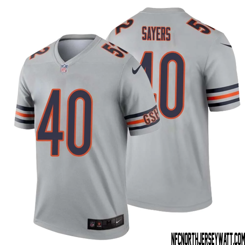 Gale Sayers No 40 Men Silver Chicago Bears Inverted Legend Jersey
