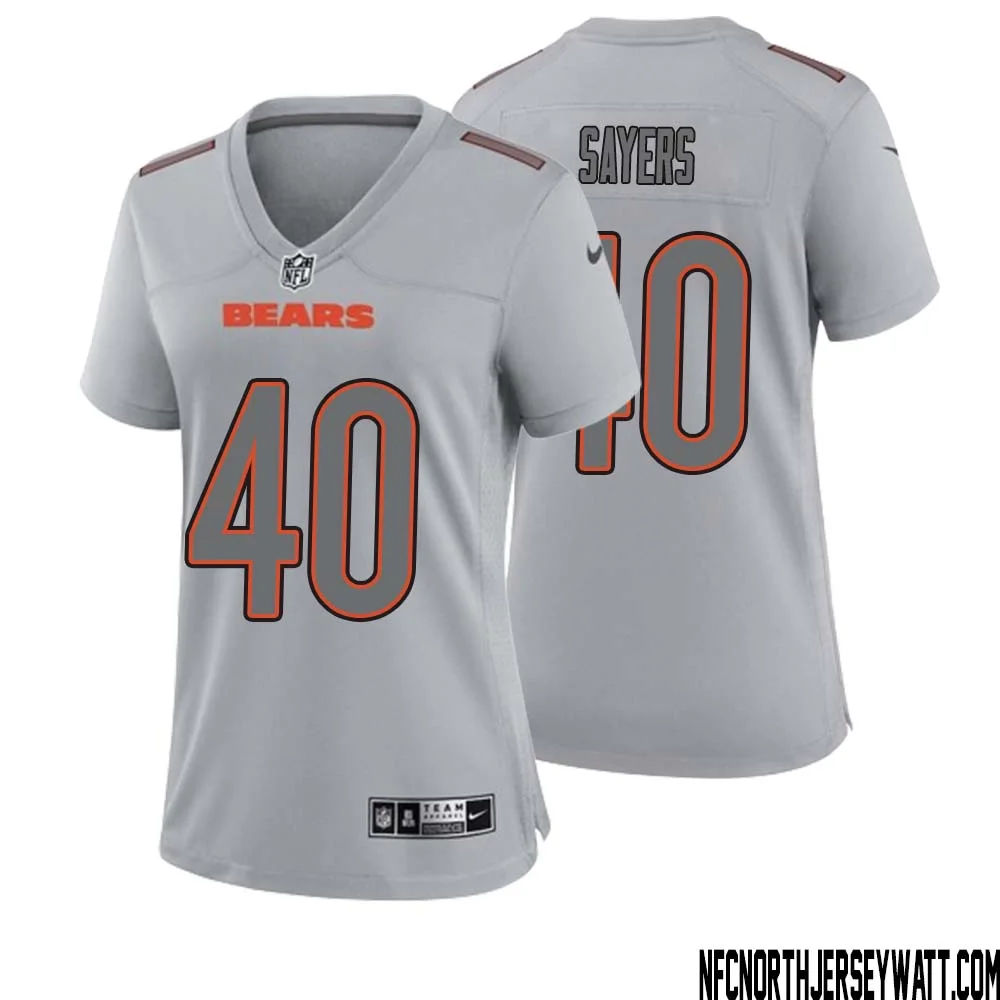Gale Sayers No 40 Women Gray Chicago Bears Atmosphere Fashion Game Jersey 1