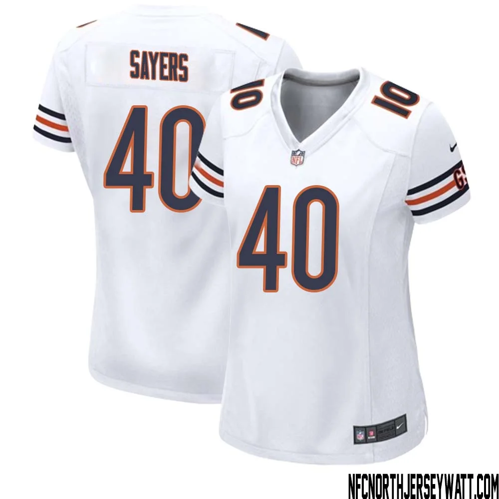 Gale Sayers No 40 Women White Chicago Bears Away Game Jersey 1