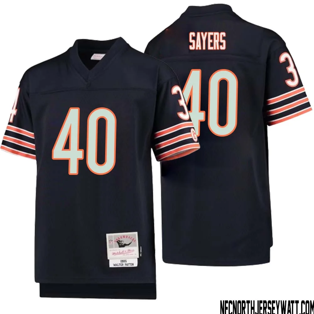 Gale Sayers No 40 Youth Mitchell Ness Navy Chicago Bears 1985 Legacy Retired Player Jersey