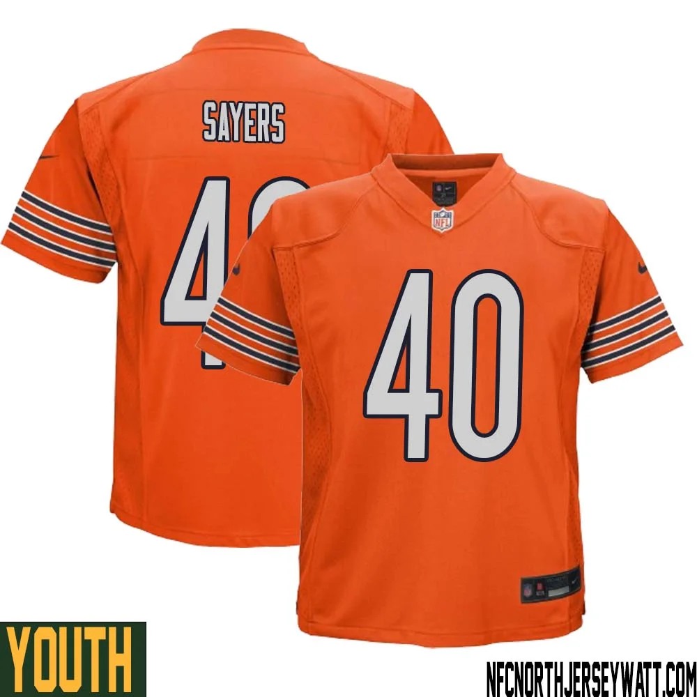 Gale Sayers No 40 Youth Orange Chicago Bears Alternate Game Player Jersey