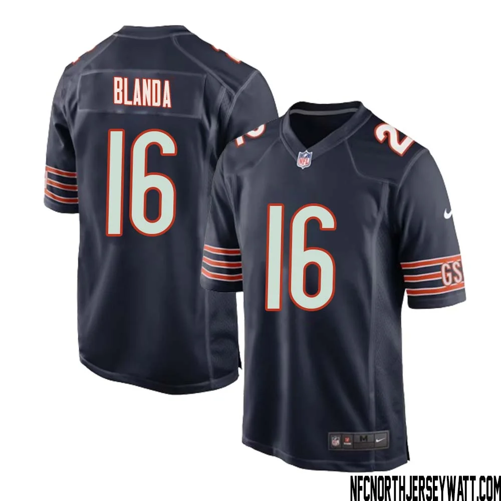 George Blanda No 16 Chicago Bears Home Game Navy Jersey for Men