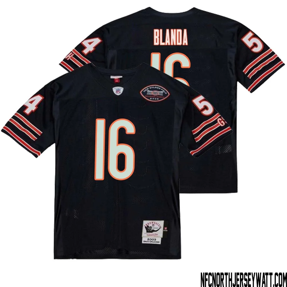 George Blanda No 16 Men Mitchell Ness Navy Chicago Bears 2004 Authentic Throwback Retired Player Jersey 1