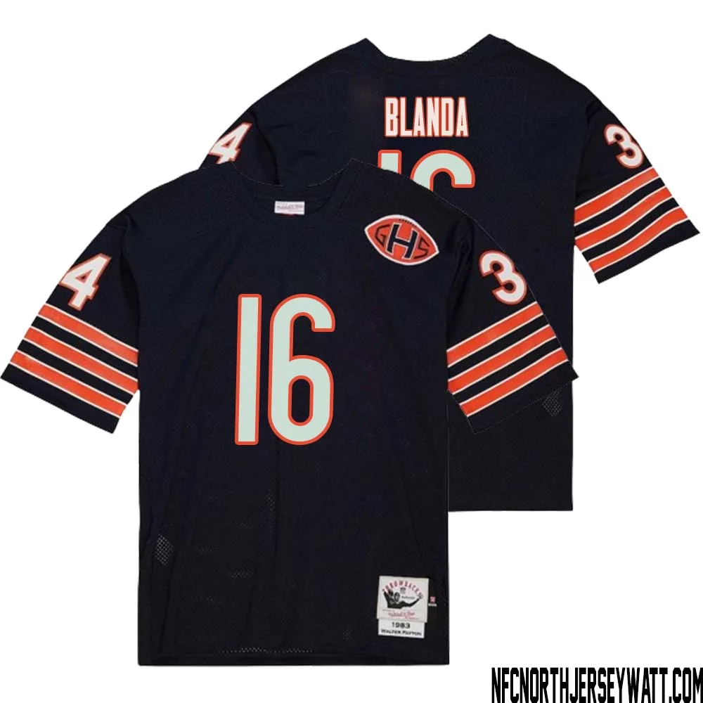 George Blanda No 16 Men Mitchell Ness Navy Chicago Bears 2004 Authentic Throwback Retired Player Jersey 2