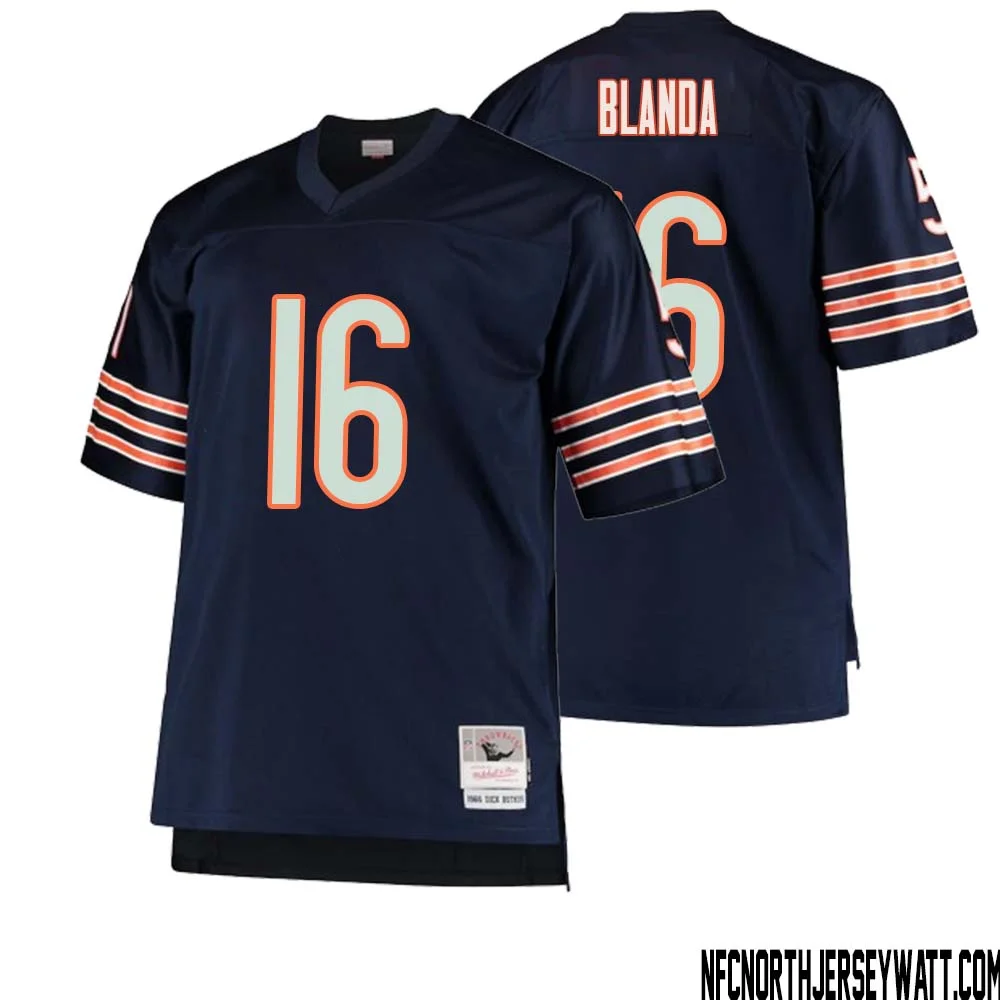 George Blanda No 16 Men Mitchell Ness Navy Chicago Bears Big Tall 1966 Retired Player Replica Jersey 1