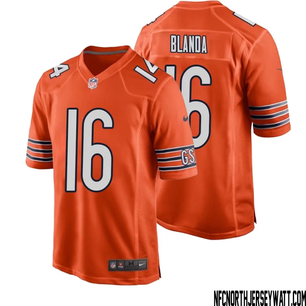 George Blanda No 16 Men Orange Chicago Bears Alternate Game Player Jersey