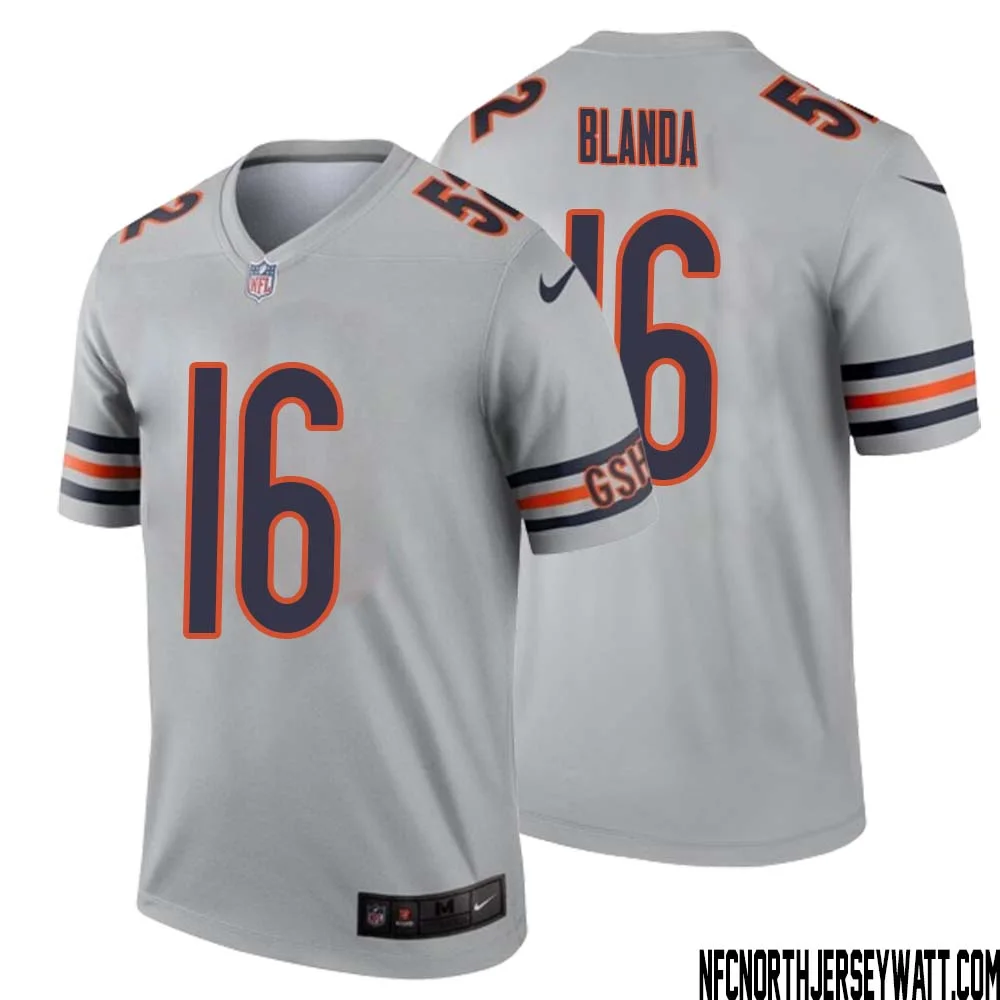 George Blanda No 16 Men Silver Chicago Bears Inverted Legend Jersey