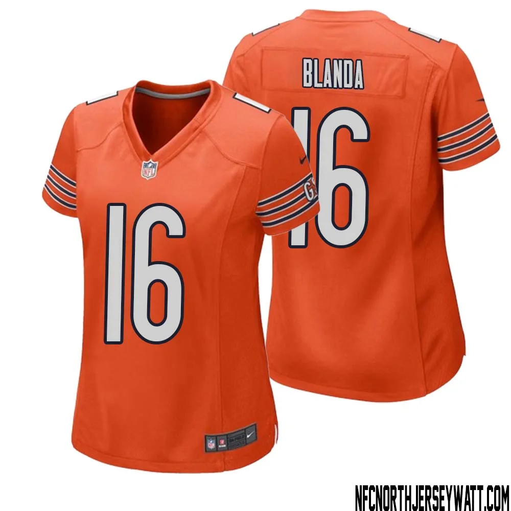 George Blanda No 16 Women Orange Chicago Bears Alternate Game Player Jersey