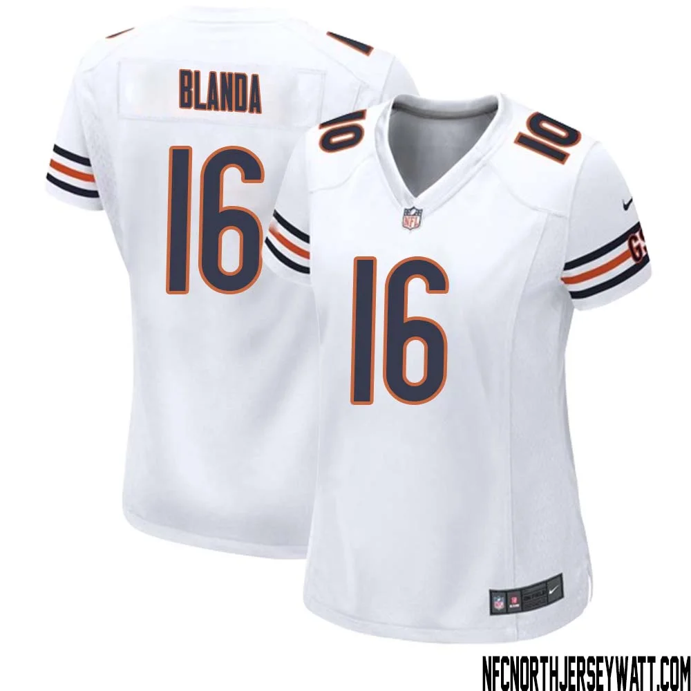 George Blanda No 16 Women White Chicago Bears Away Game Jersey 1