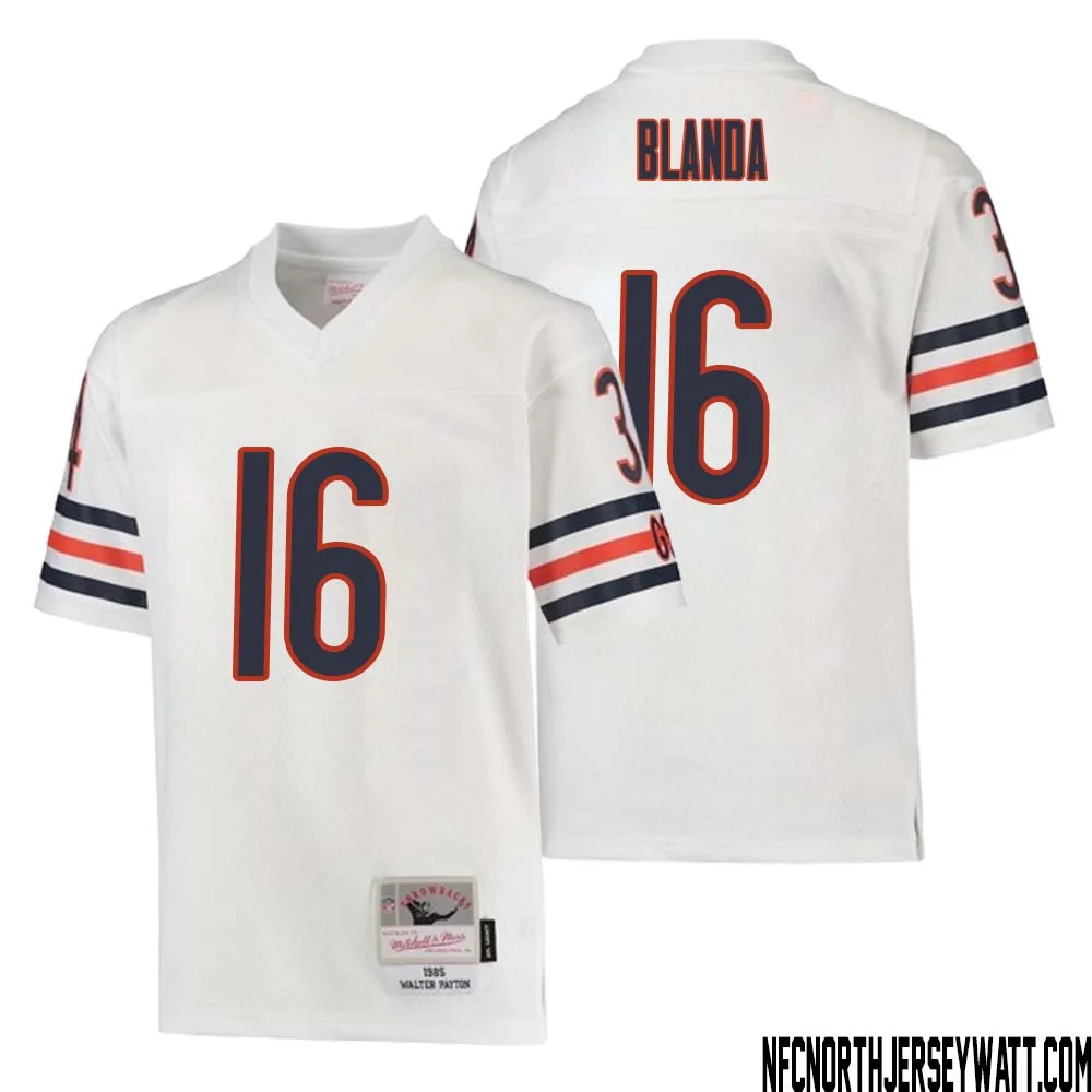 George Blanda No 16 Youth Mitchell Ness White Chicago Bears 1985 Retired Player Legacy Jersey 1
