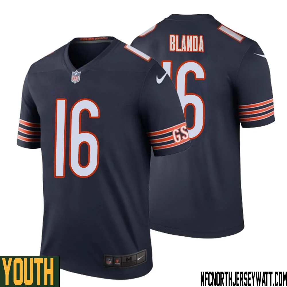 George Blanda No 16 Youth Navy Chicago Bears Color Rush Legend Jersey