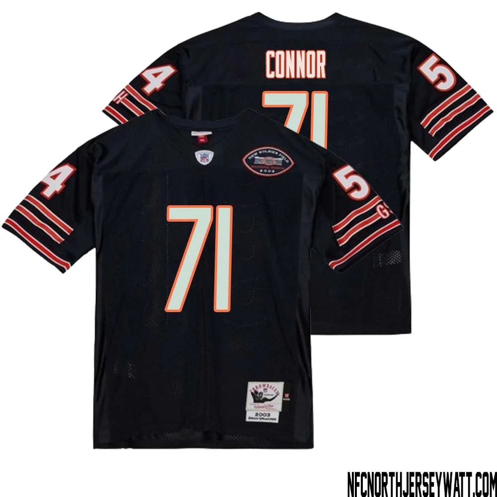 George Connor No 71 Men Mitchell Ness Navy Chicago Bears 2004 Authentic Throwback Retired Player Jersey 1