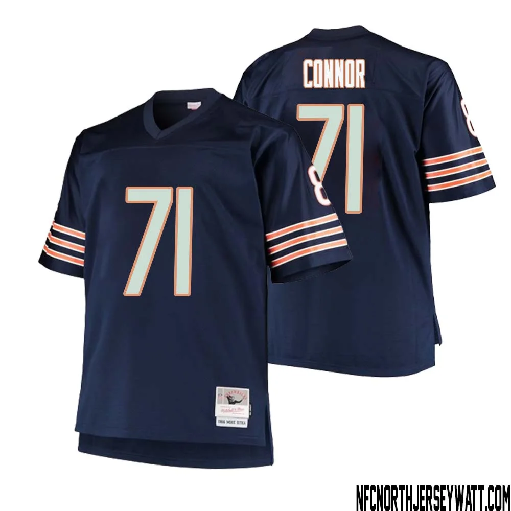 George Connor No 71 Men Mitchell Ness Navy Chicago Bears Big Tall 1985 Retired Player Replica Jersey