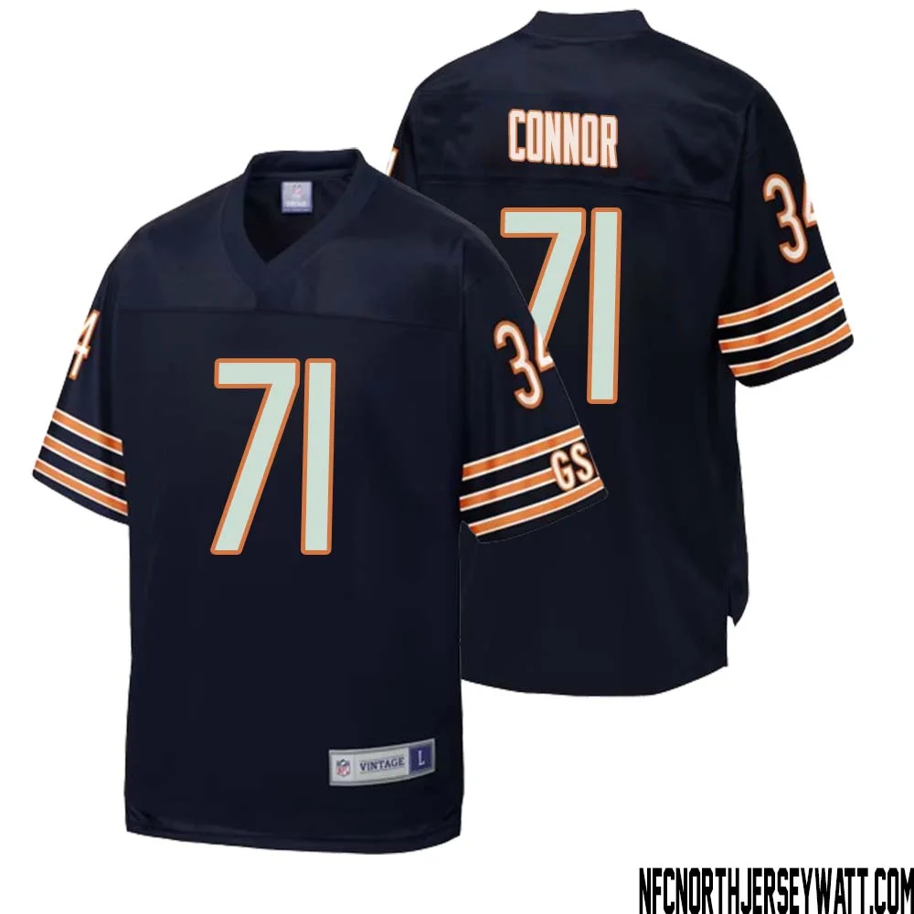George Connor No 71 Men NFL Pro Line Navy Chicago Bears Retired Player Replica Jersey