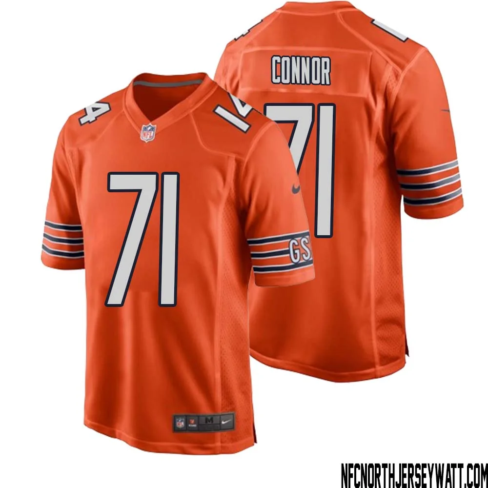 George Connor No 71 Men Orange Chicago Bears Alternate Game Player Jersey
