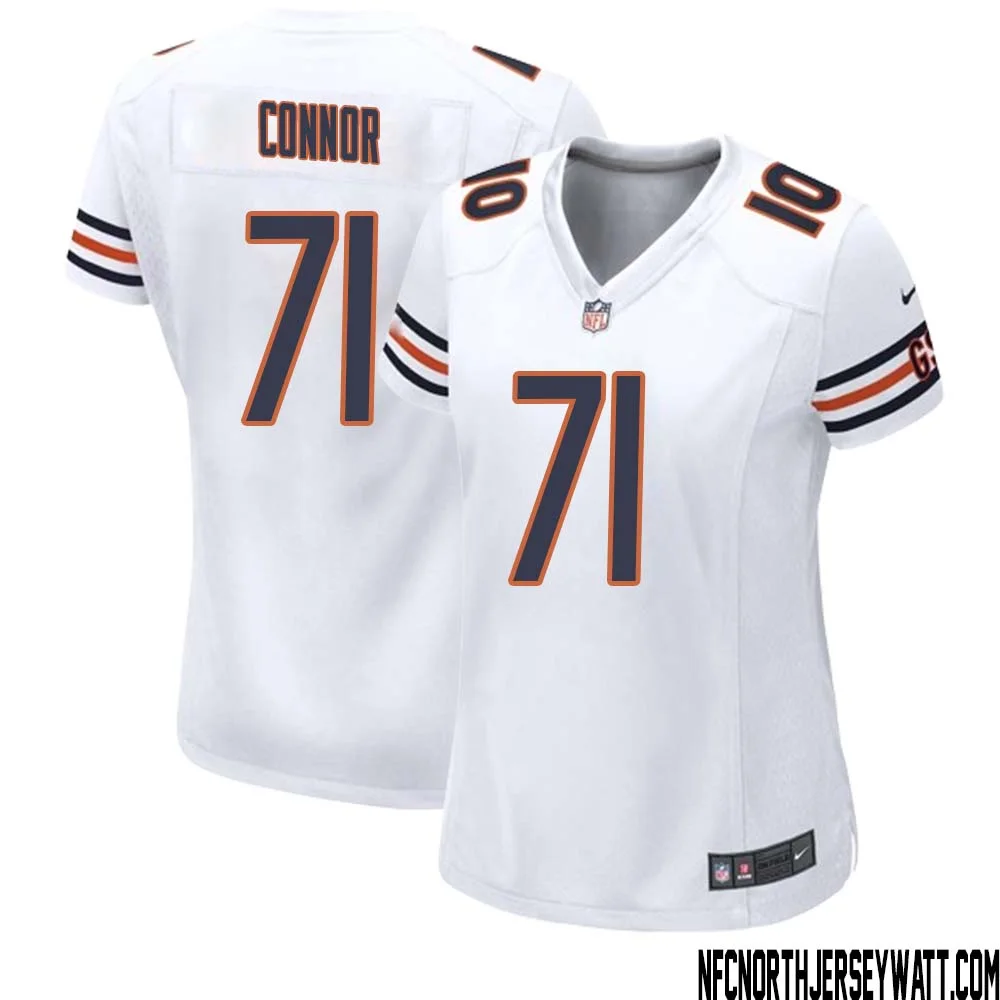 George Connor No 71 Women White Chicago Bears Away Game Jersey