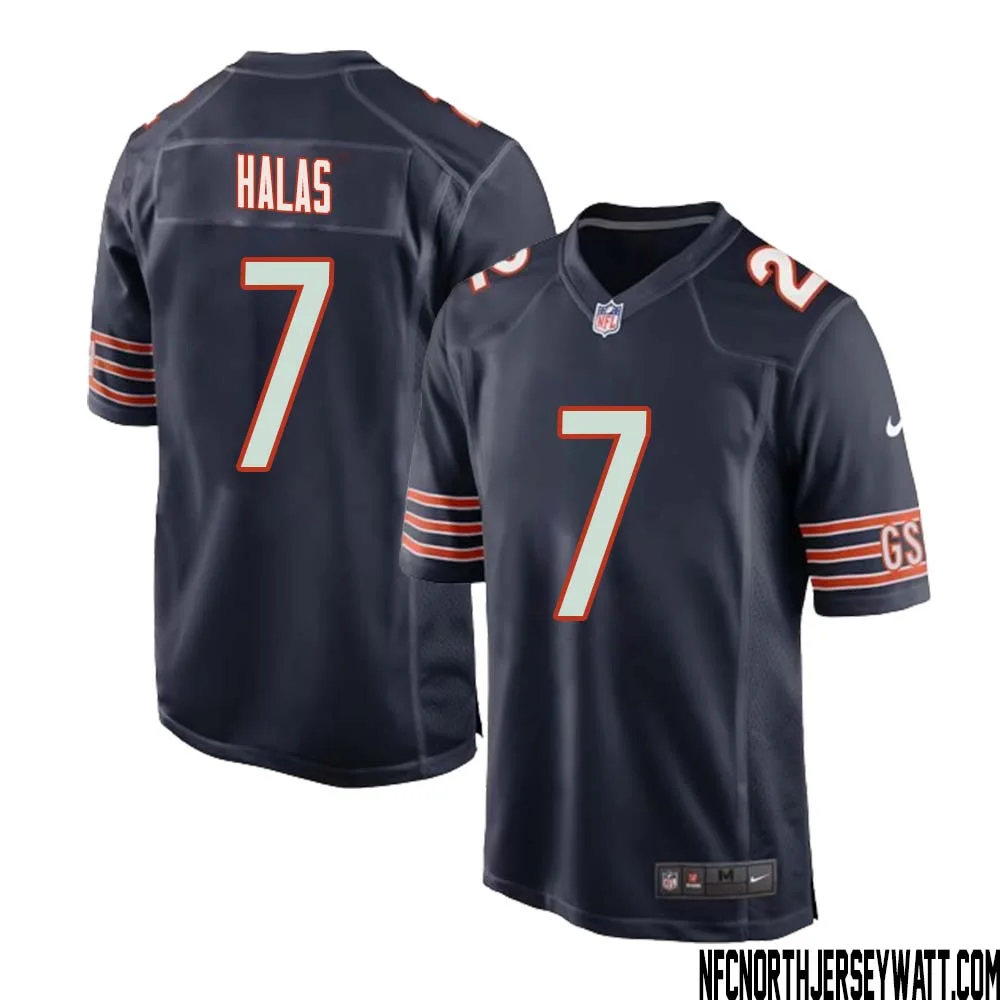 George Halas No 7 Chicago Bears Home Game Navy Jersey for Men 1